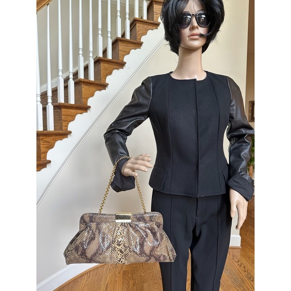 Perlina Python Embossed Leather Shoulder Purse - Picture 8 of 14